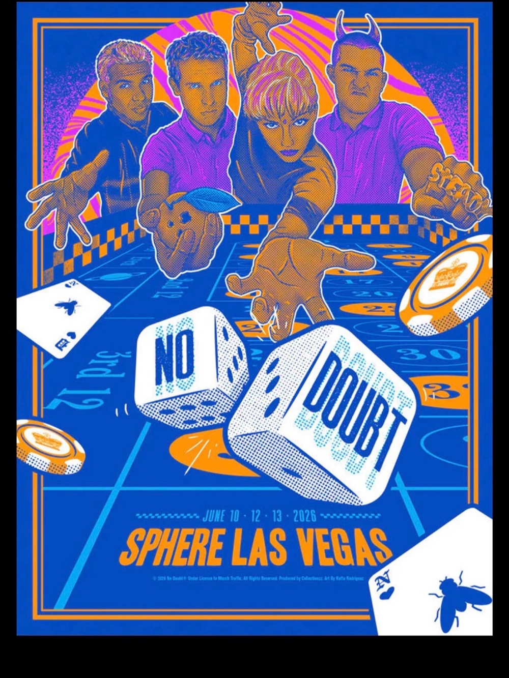 No Doubt Sphere Week 6,2026 Las Vegas Art Poster Blue & Orange. Limited edition.